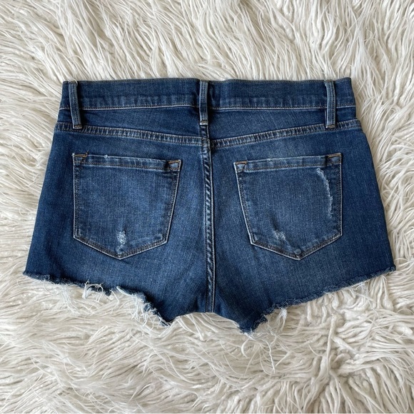 FRAME Denim Le Cut Off Azure Blue Raw Hem Mid Rise Jean Shorts LC779 EUC Size 25 - Picture 3 of 10